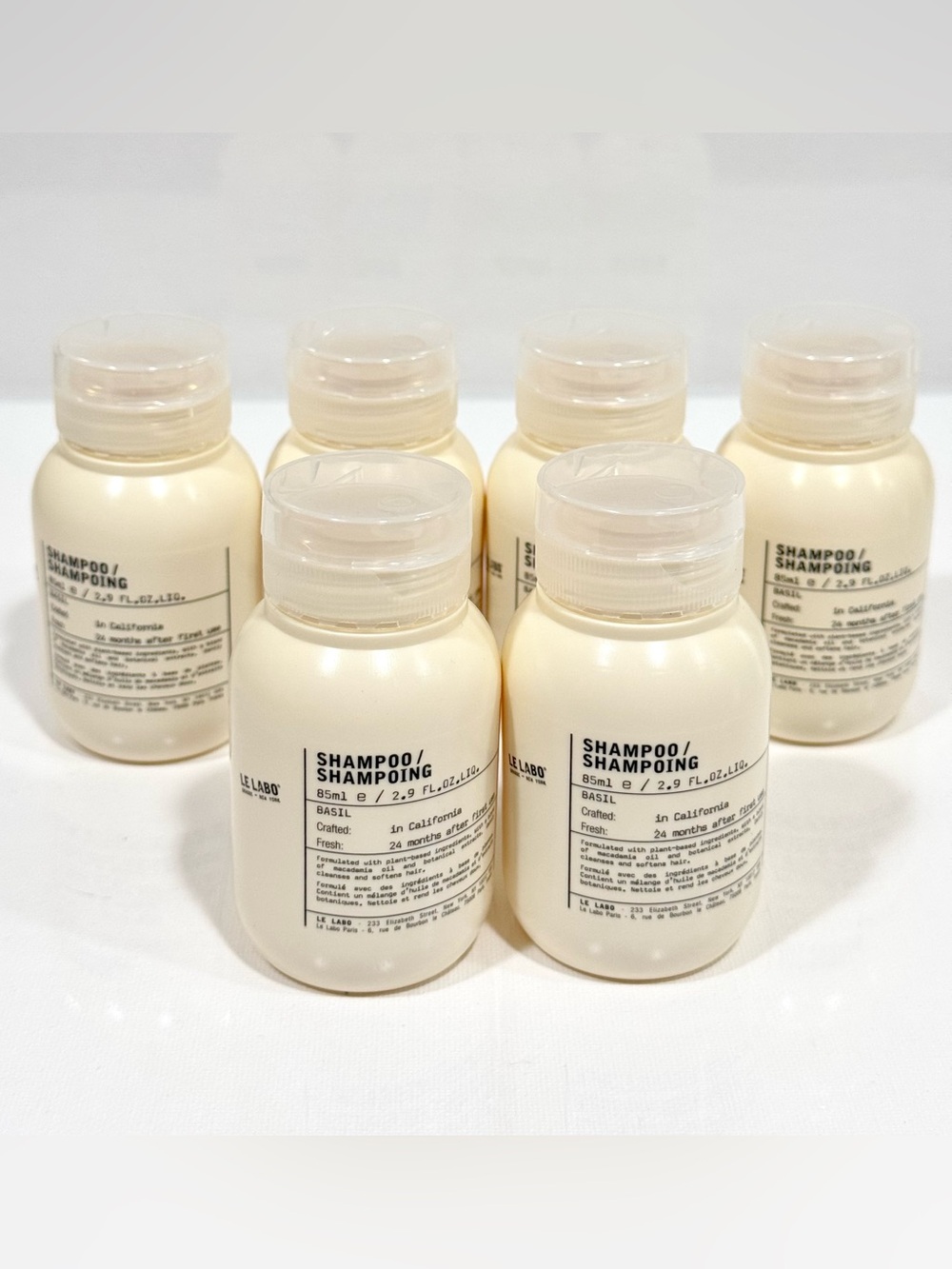 Lot of 6 Le Labo Shampoo Basil 85mL / 2.8 Oz. Each New